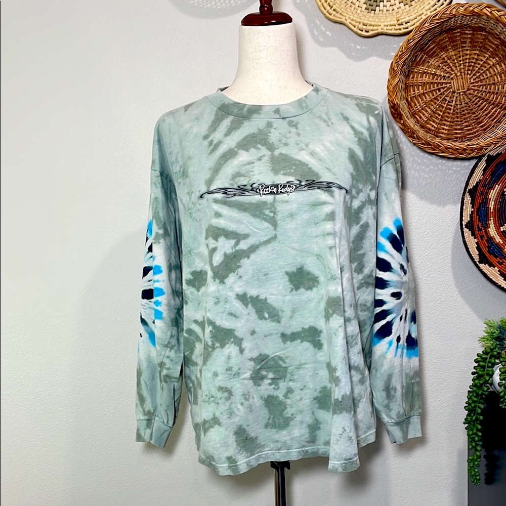 Vintage Tie Dye Rockin’ Rudy’s Missoula Montana Long Sleeve Tee T-Shirt XL